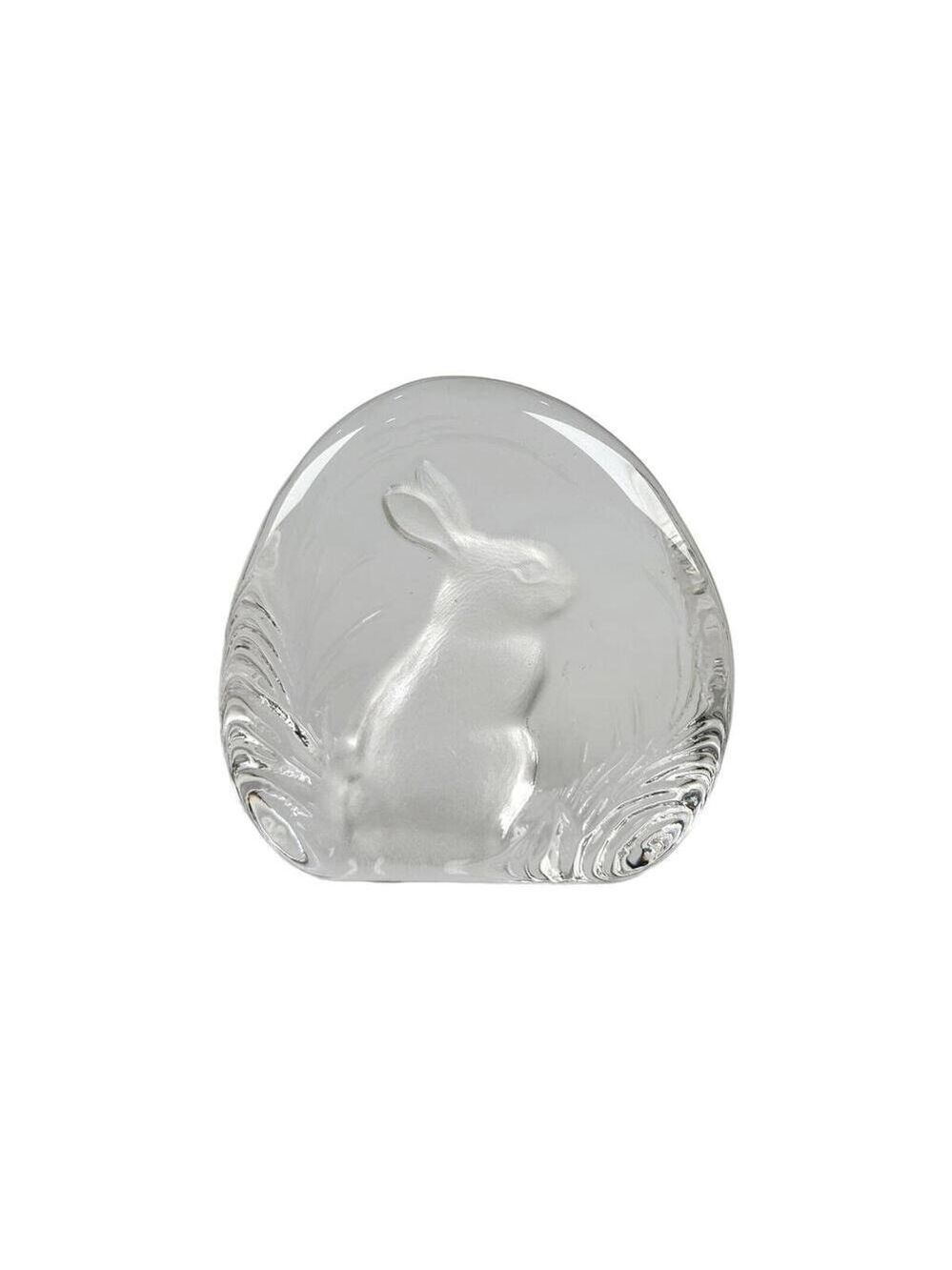 Crystal Zajecar Yugoslavia Lead Crystal Rabbit Paperweight Vintage Relief Cut